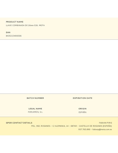 Llave combinada de 26mm e26. mota