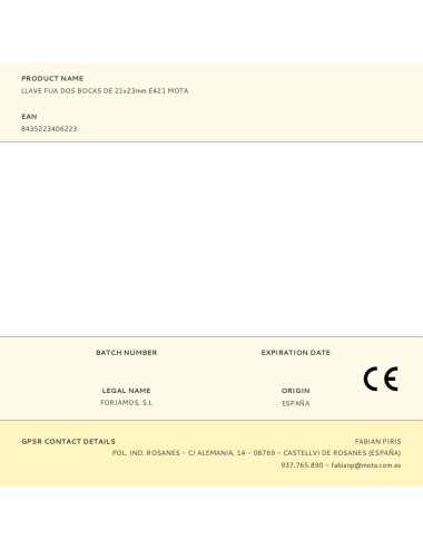 Llave fija dos bocas de 21x23mm e421 mota