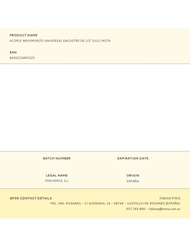 Acople movimiento universal encastre de 1/2"