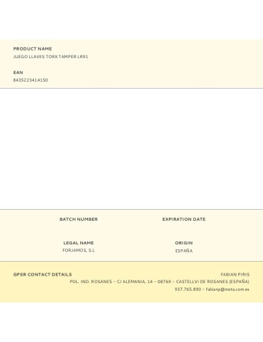 Juego llaves torx tamper lr91