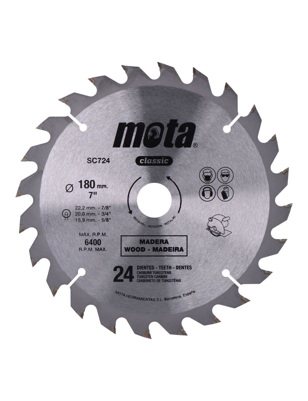 Sierra circular widia ø180 mm 24 dientes