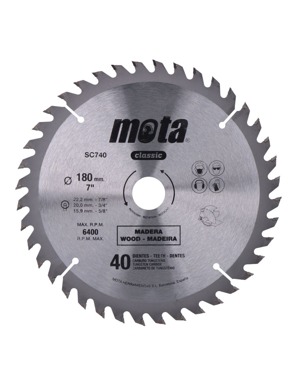 Sierra circular widia ø180 mm 40 dientes