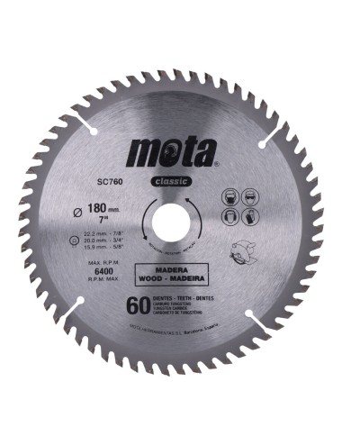 Sierra circular widia ø180 mm 60 dientes