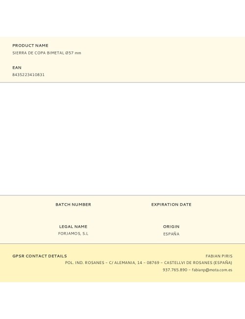 Sierra de copa bimetal ø57 mm