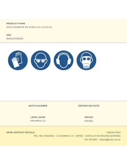 Disco desbaste ox. ø180 x 6,0 x 22,23 mm