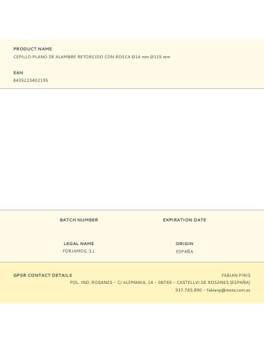 Cepillo plano de alambre retorcido con rosca ø14 mm ø115 mm