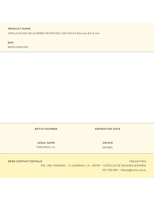 Cepillo plano de alambre retorcido con rosca ø14 mm ø115 mm