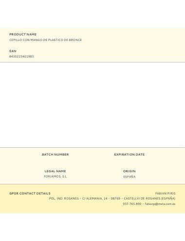 Cepillo con mango de plastico de bronce