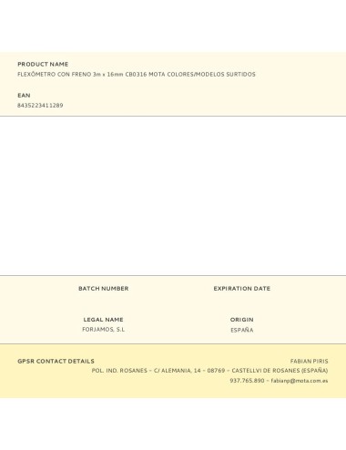 Flexómetro con freno 3m x 16mm cb0316 mota colores/modelos surtidos