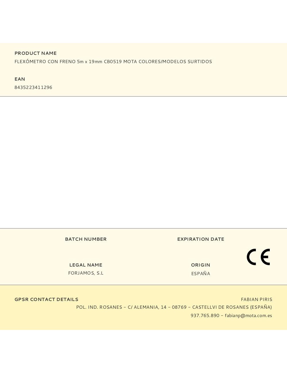 Flexómetro con freno 5m x 19mm cb0519 mota colores/modelos surtidos