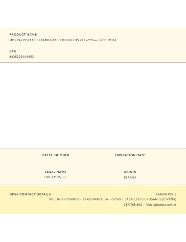 Morral porta herramientas 7 bolsillos 241 x 279 mm