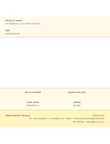 Kit boquilla 1,5 mm p400 p500 p415.