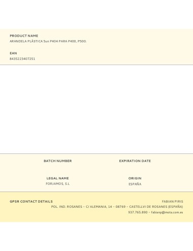 Arandela plástica 5un p404 para p400, p500.