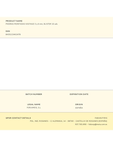 Piedras montadas vastago 3 y 6 mm, blister 10 uds