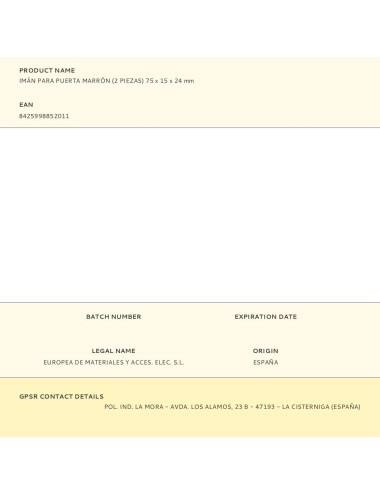 Imán para puerta marrón (2 piezas) 75 x 15 x 24 mm