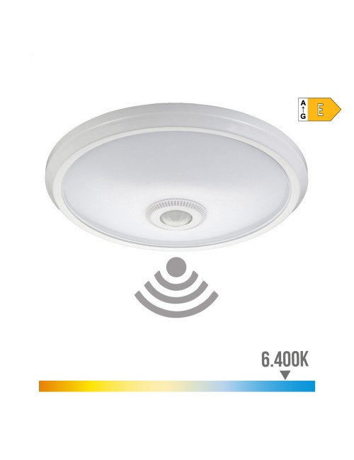 Aplique de superficie led con sensor crepuscular y movimiento ip20 15 w 6400 k ø29 x 6 cm