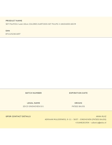 Set pulpos 2 unid. 60cm colores surtidos set pulpo 2 unidades 60cm