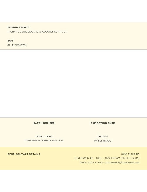 Tijeras de bricolaje 20cm colores surtidos