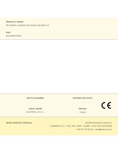 Recambio cubierta de rueda neumatica