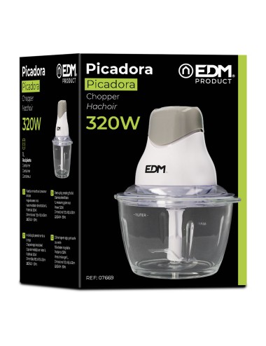 Picadora con recipiente de cristal 320 w