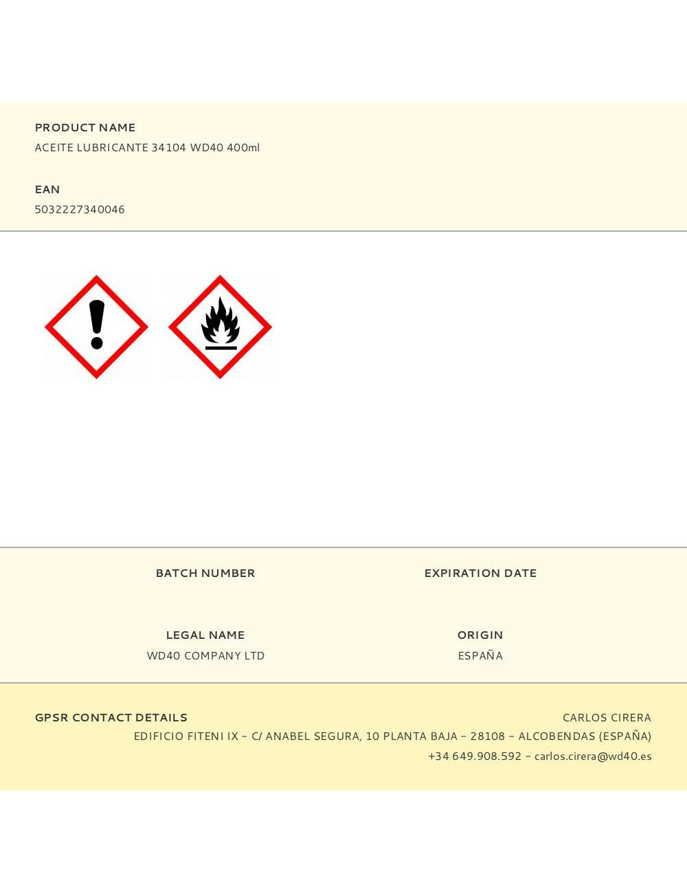 Aceite lubricante 34104 wd40 400ml