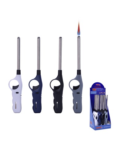 Encendedor con llama resistente al viento recargable 27,5 x 5 x 2 cm colores surtidos euro/u