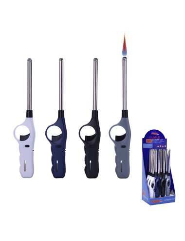 Encendedor con llama resistente al viento recargable 27,5 x 5 x 2 cm colores surtidos euro/u