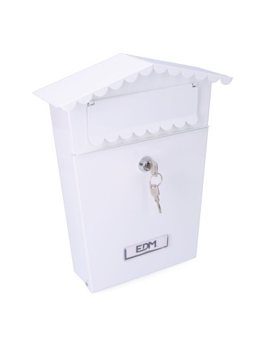 Buzon de acero modelo house blanco 210 x 60 x 300 mm