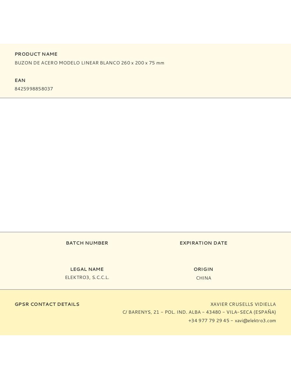 Buzon de acero modelo linear blanco 260 x 200 x 75 mm