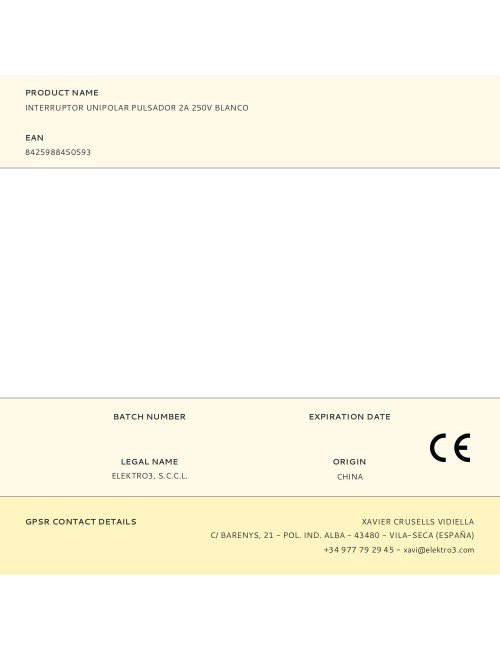 Interruptor unipolar pulsador 2a 250v blanco