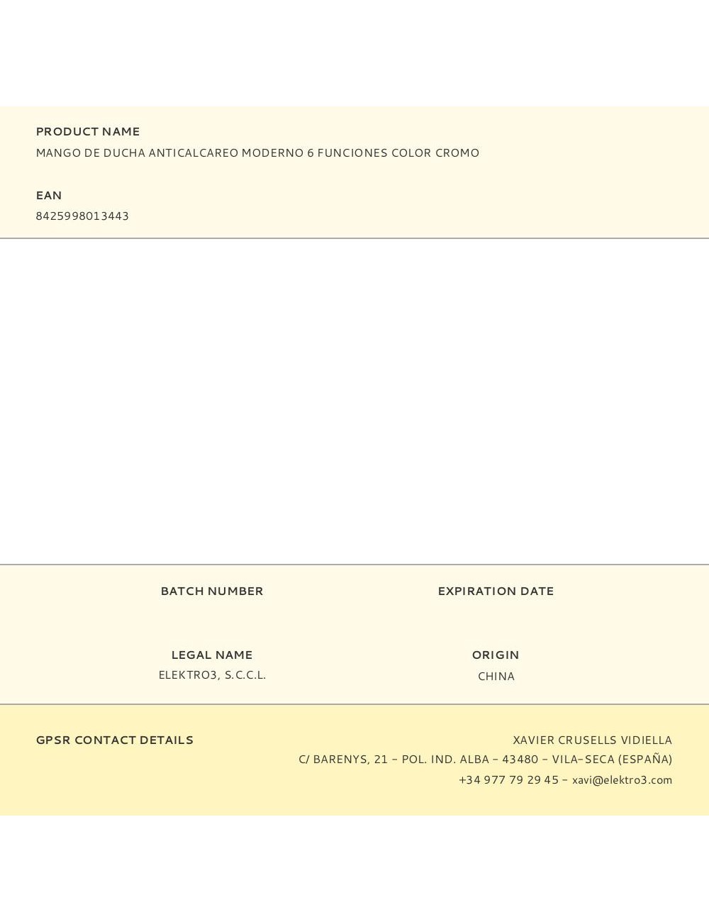 Mango de ducha anticalcareo moderno 6 funciones color cromo