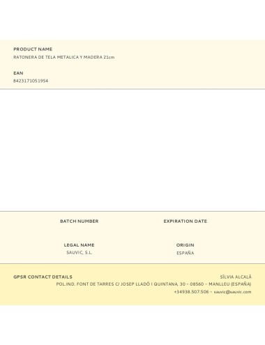 Ratonera de tela metalica y madera 21cm