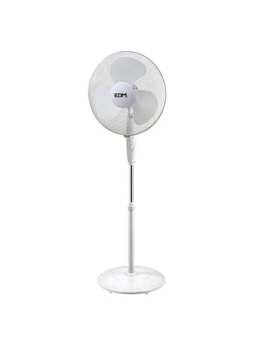Ventilador de pie base circular, blanco, potencia 45 w 55,6 db aspas ø40 cm, altura regulable 110-130 cm