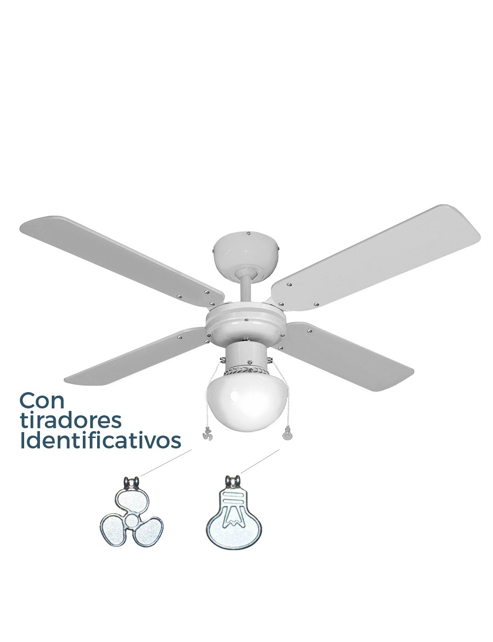 Ventilador de techo modelo caribe. color blanco. potencia: 50 w aspas: ø102 cm