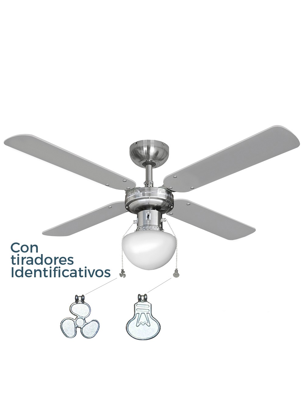 Ventilador de techo modelo caribe. color cromado. potencia: 50w aspas: ø102 cm edm