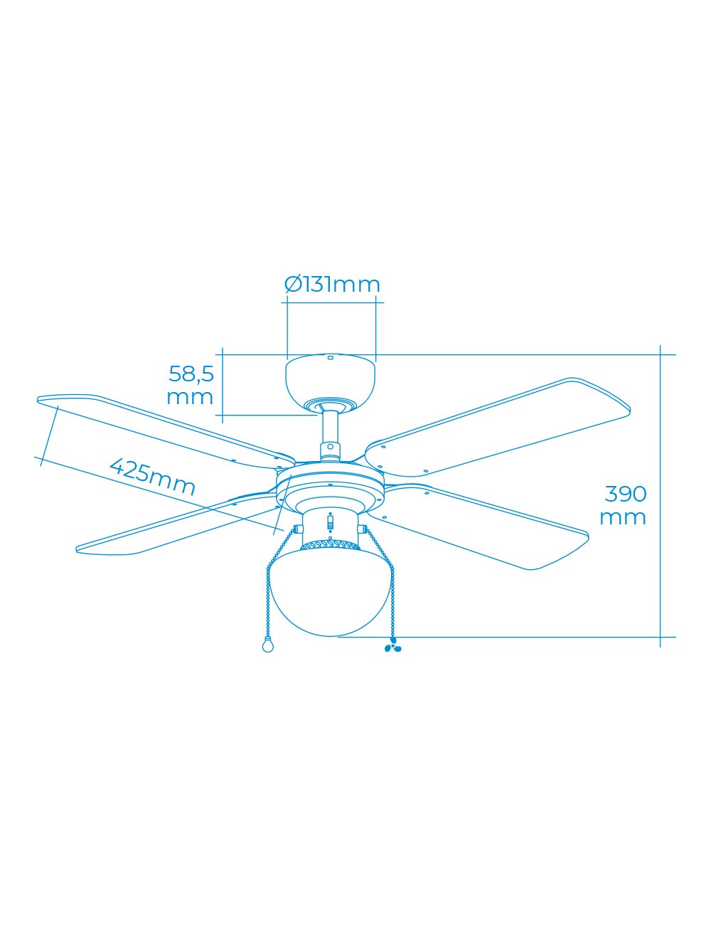 Ventilador de techo modelo caribe. color cromado. potencia: 50w aspas: ø102 cm edm