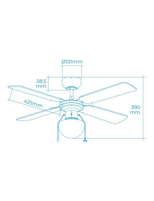 Ventilador de techo modelo caribe. color cromado. potencia: 50w aspas: ø102 cm edm