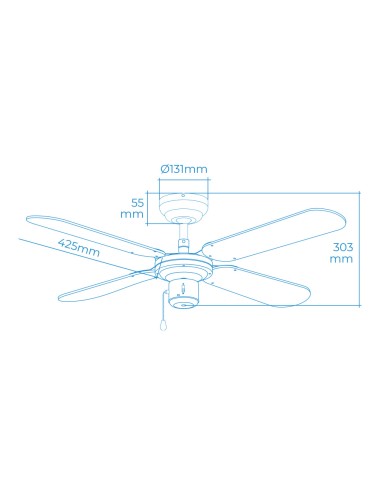 Ventilador de techo modelo baltico. color blanco. potencia: 50 w aspas: ø102cm edm