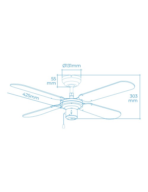 Ventilador de techo modelo baltico. color blanco. potencia: 50 w aspas: ø102cm edm