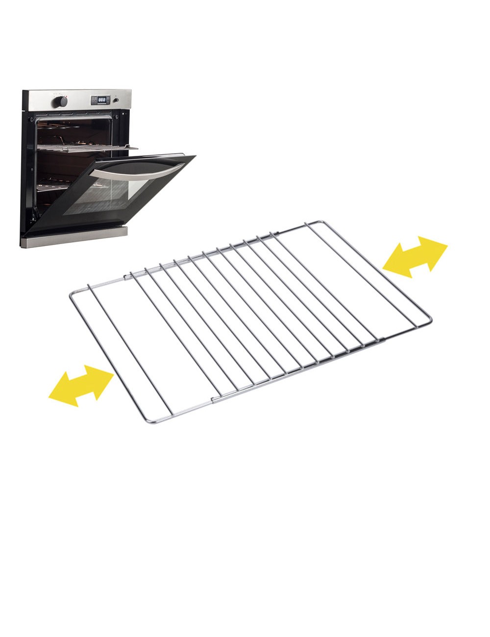 Rejilla para horno cromada extensible 38.5 cm hasta 55 x 31.5 cm
