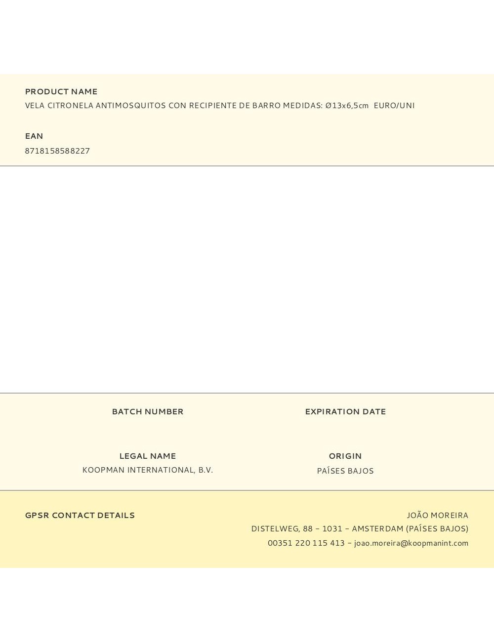 Vela citronela antimosquitos con recipiente de barro medidas: ø13x6,5cm euro/uni