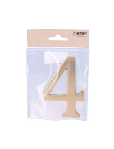 Número 4 latón pulido 10cm fijación invisible
