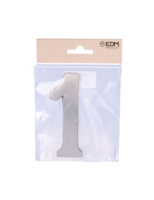 Número 1 niquel mate 10cm fijación invisible