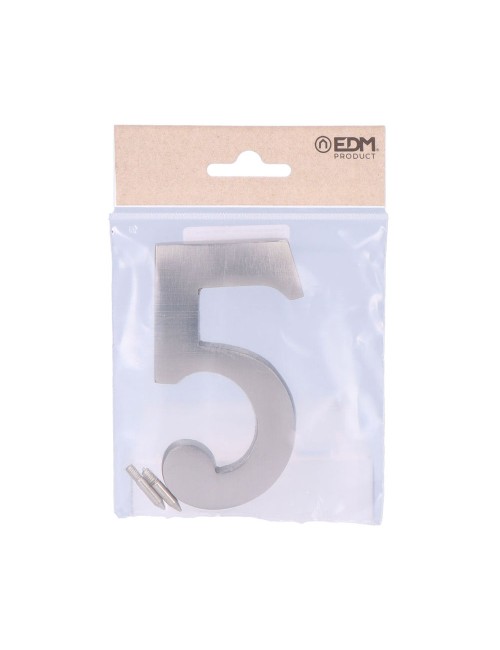 Número 5 niquel mate 10cm fijación invisible