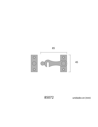 Pestillo derecho hierro cromo 8cm