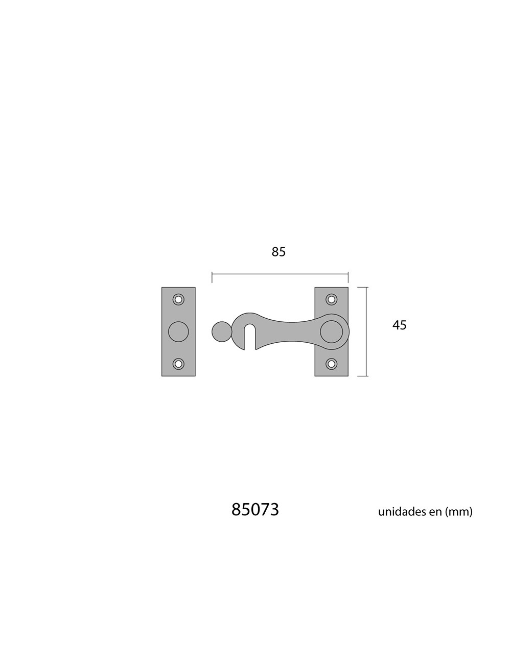 Pestillo izquierdo hierro cromo 8cm