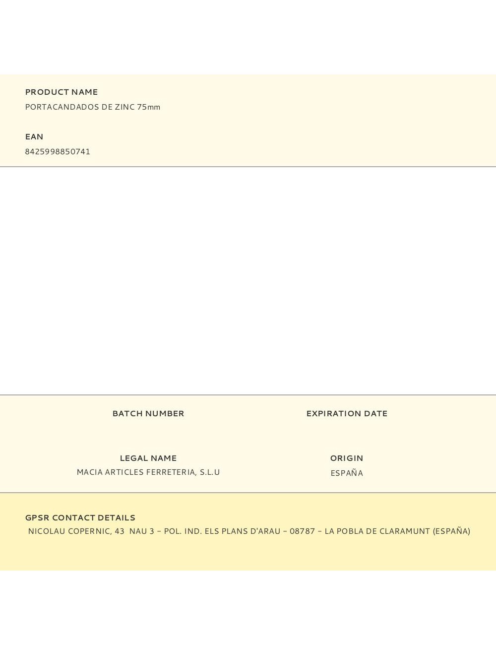 Portacandados de zinc 75mm