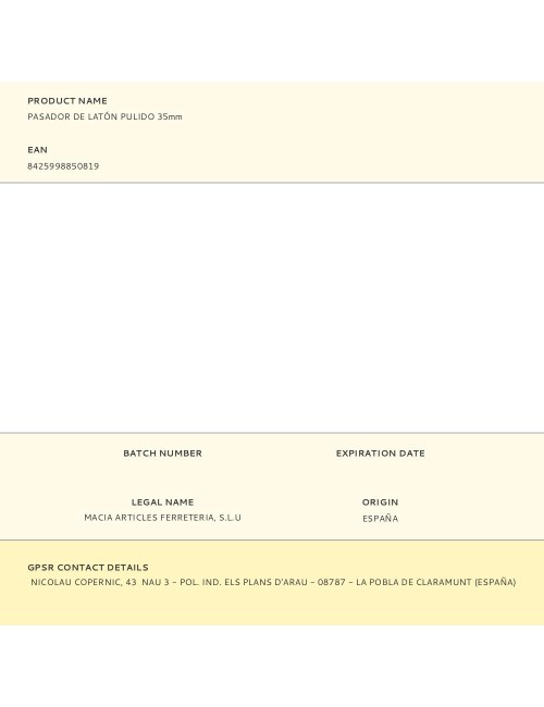 Pasador de latón pulido 35mm