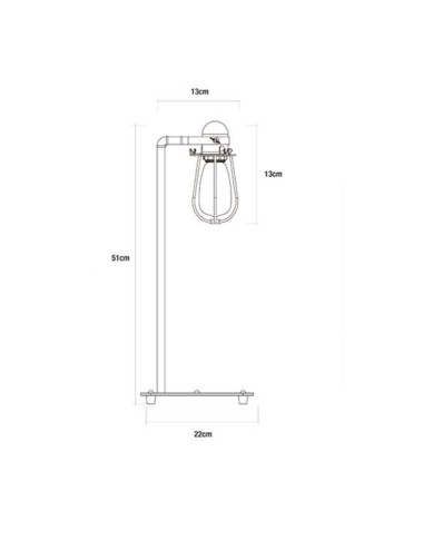 Lámpara de mesa vintage metalica e27 60w 22 x 51cm