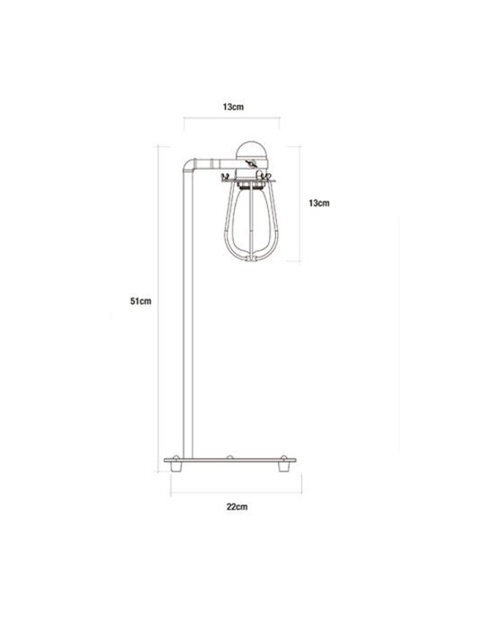 Lámpara de mesa vintage metalica e27 60w 22 x 51cm